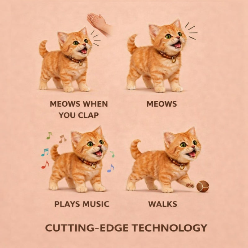 Interactive Cuddly Cat Toy with Realistic Movements for Children