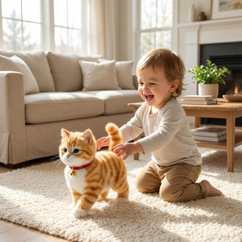 Interactive Cuddly Cat Toy with Realistic Movements for Children