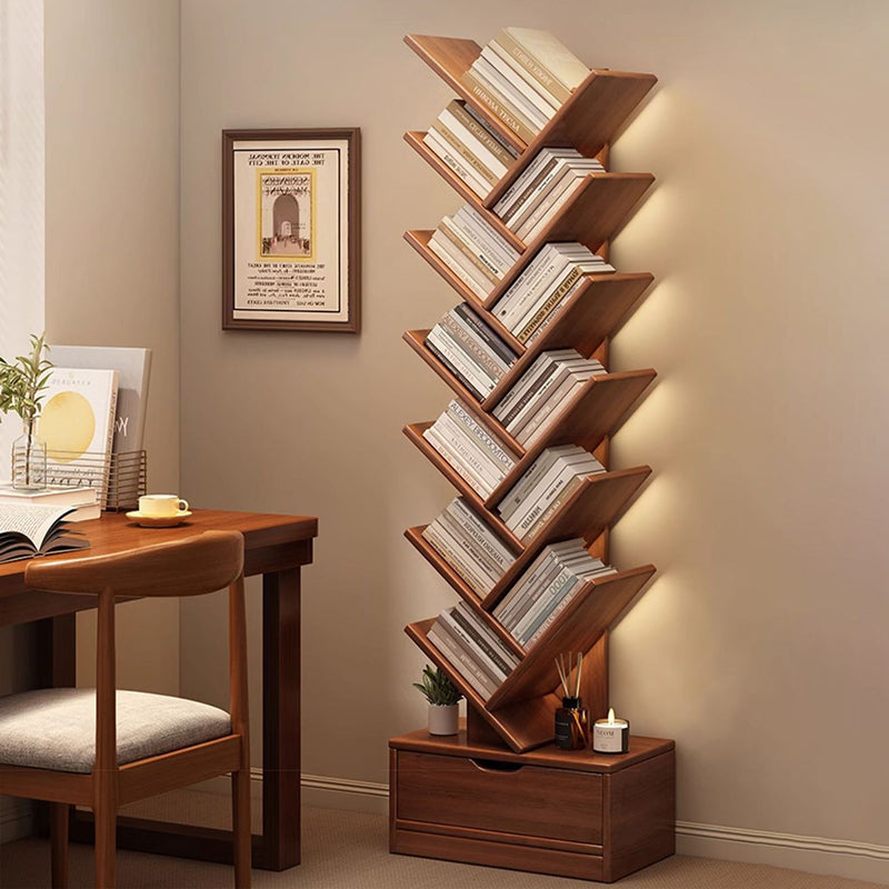Tree-Style Engineered Wood Bookshelf for Home and Office Storage