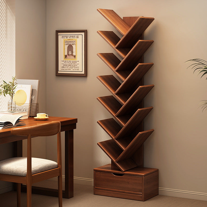 Tree-Style Engineered Wood Bookshelf for Home and Office Storage