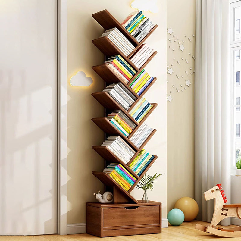 Tree-Style Engineered Wood Bookshelf for Home and Office Storage