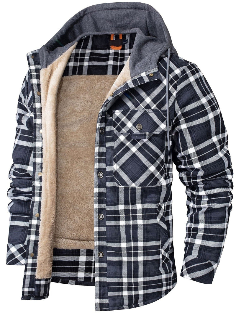 Padded Men's Flannel Jacket with Hood – Warm, Breathable and Practical