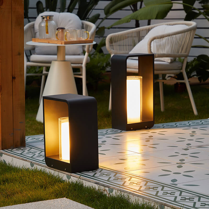 Rectangular Solar Outdoor Lantern with Remote-Controlled LED Light