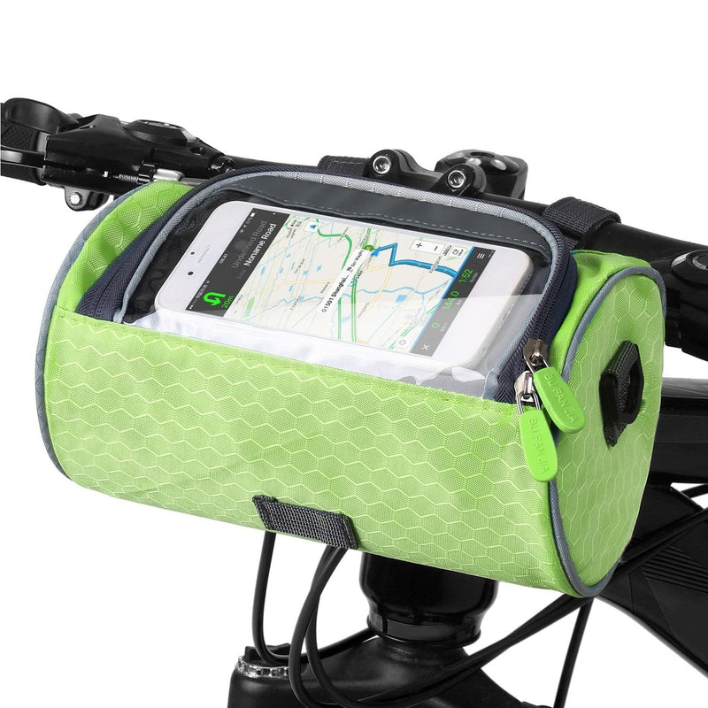 Practical Bicycle Handlebar Bag with Smartphone Holder and Water-Resistant Material