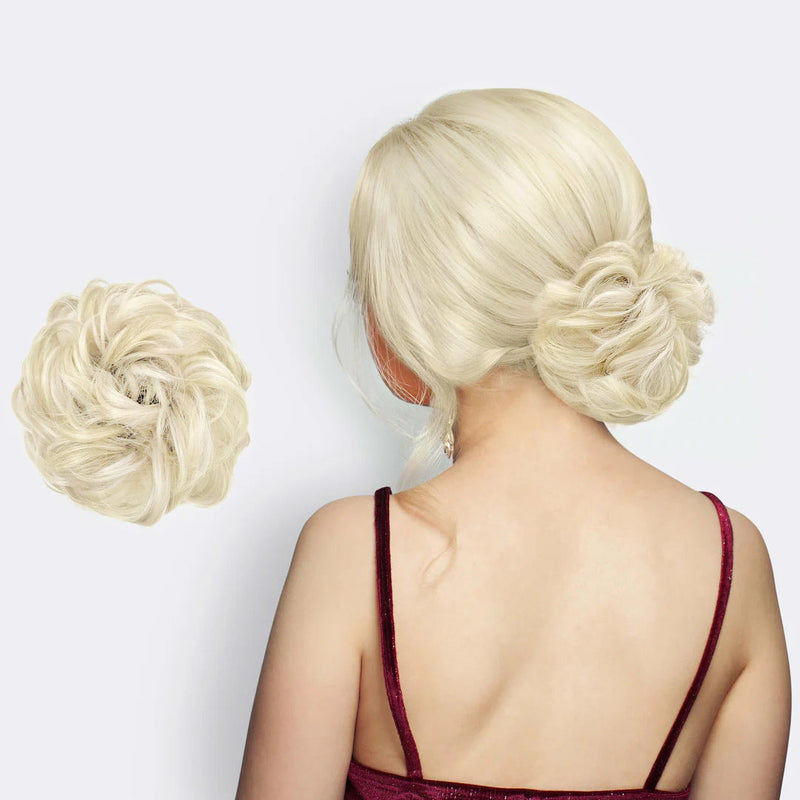 Messy Bun Hair Scrunchie with Synthetic Fibres and Elastic Attachment
