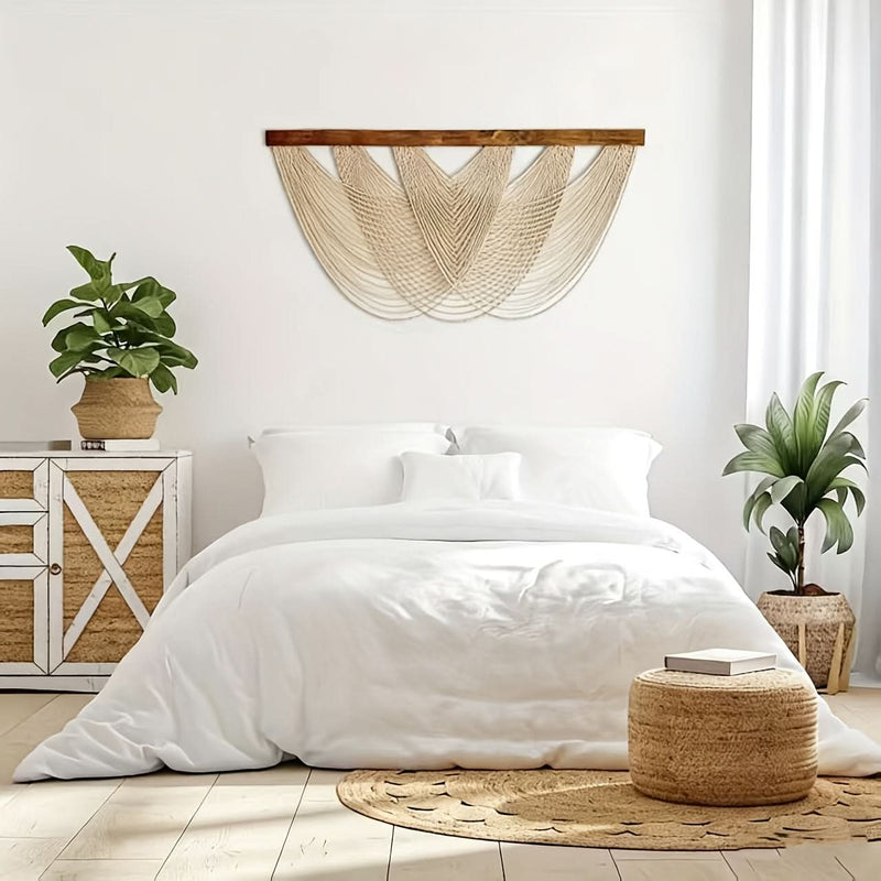 Boho Macrame Wall Hanging with Layered Woven Design