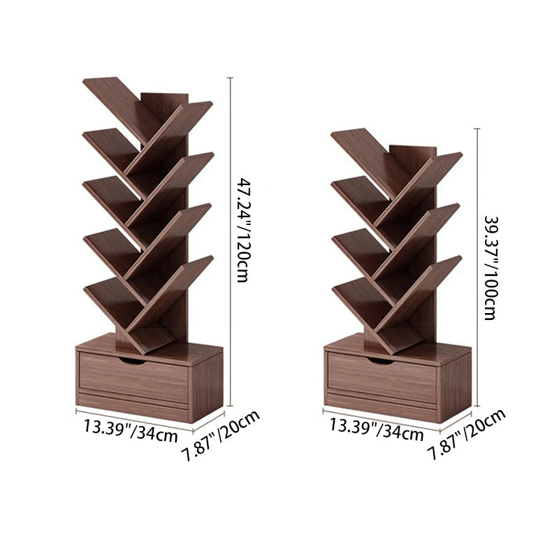 Tree-Style Engineered Wood Bookshelf for Home and Office Storage