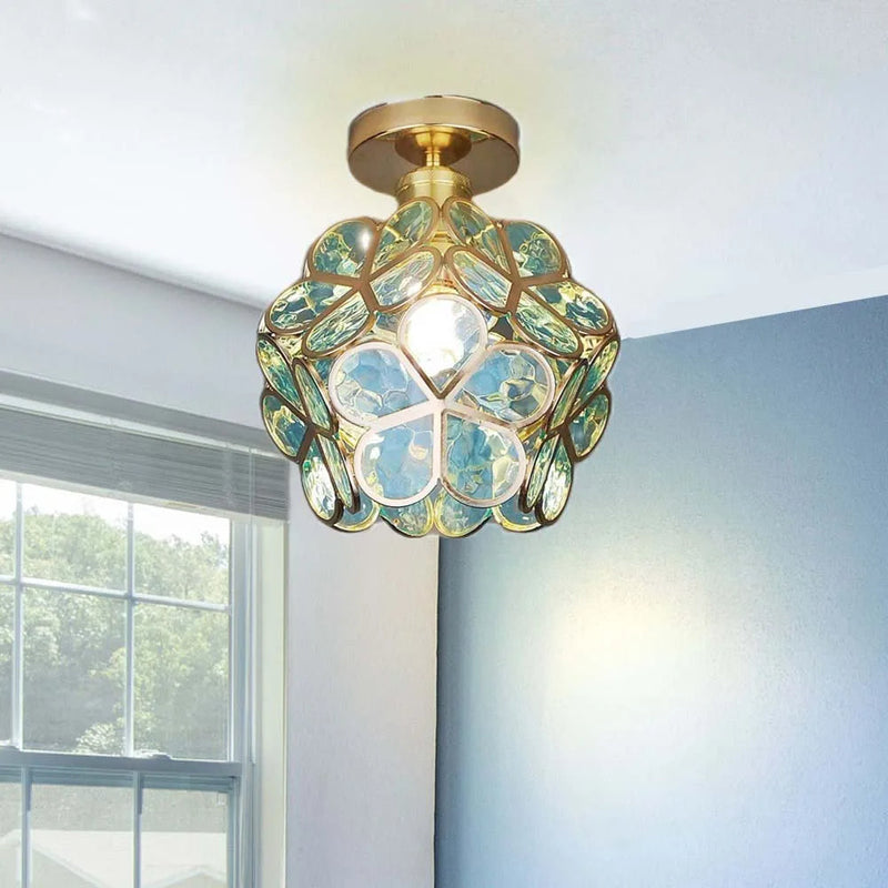 Ceiling Lamp with Floral Glass Design for Warm and Stylish Indoor Lighting