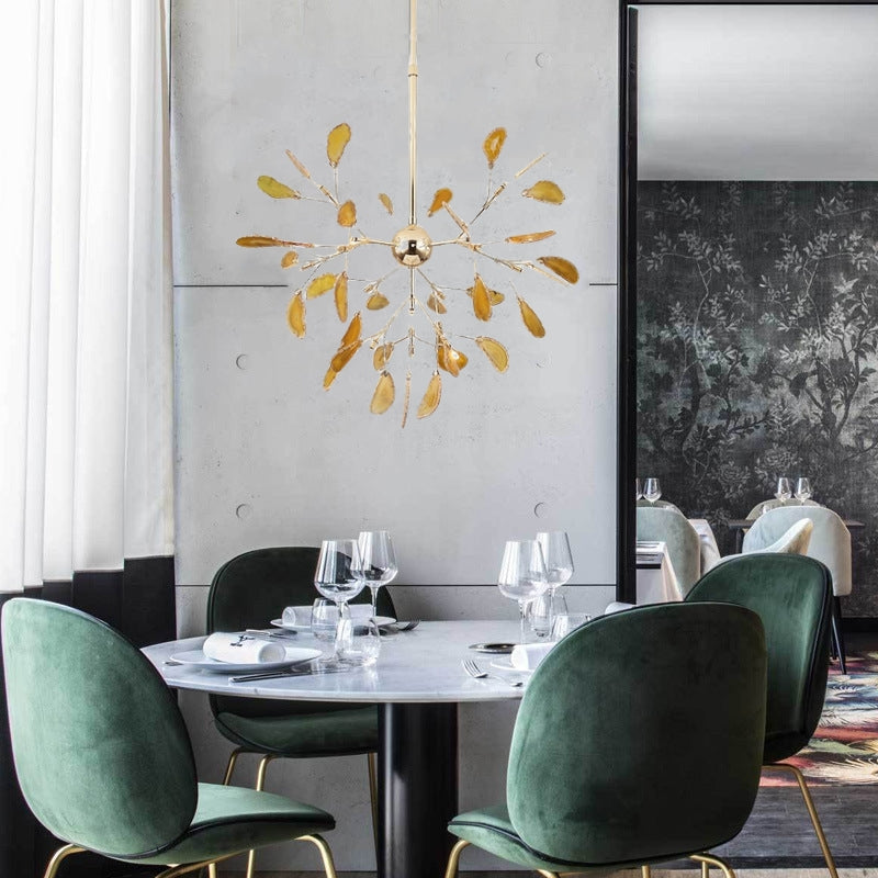 Branch-Style Glass Chandelier with Adjustable Suspension