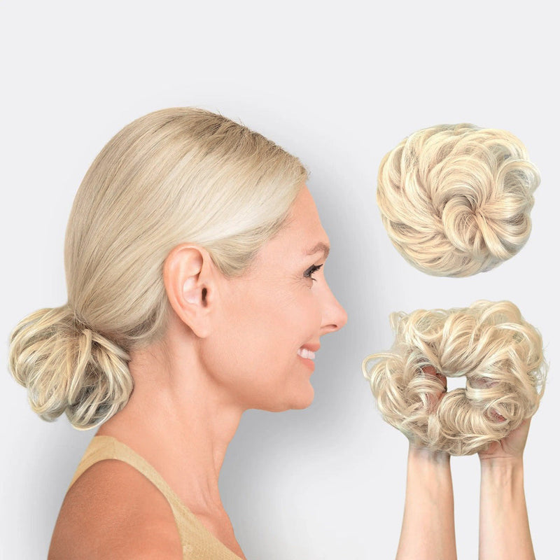 Messy Bun Hair Scrunchie with Synthetic Fibres and Elastic Attachment