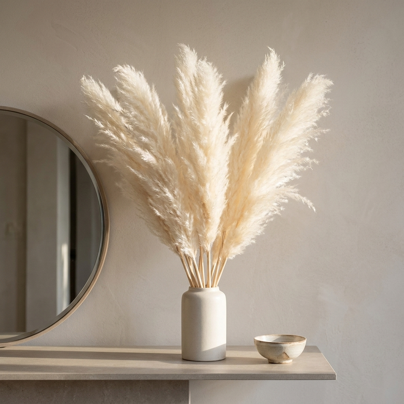 Decorative Pampas Grass Stems with Soft Feathery Texture