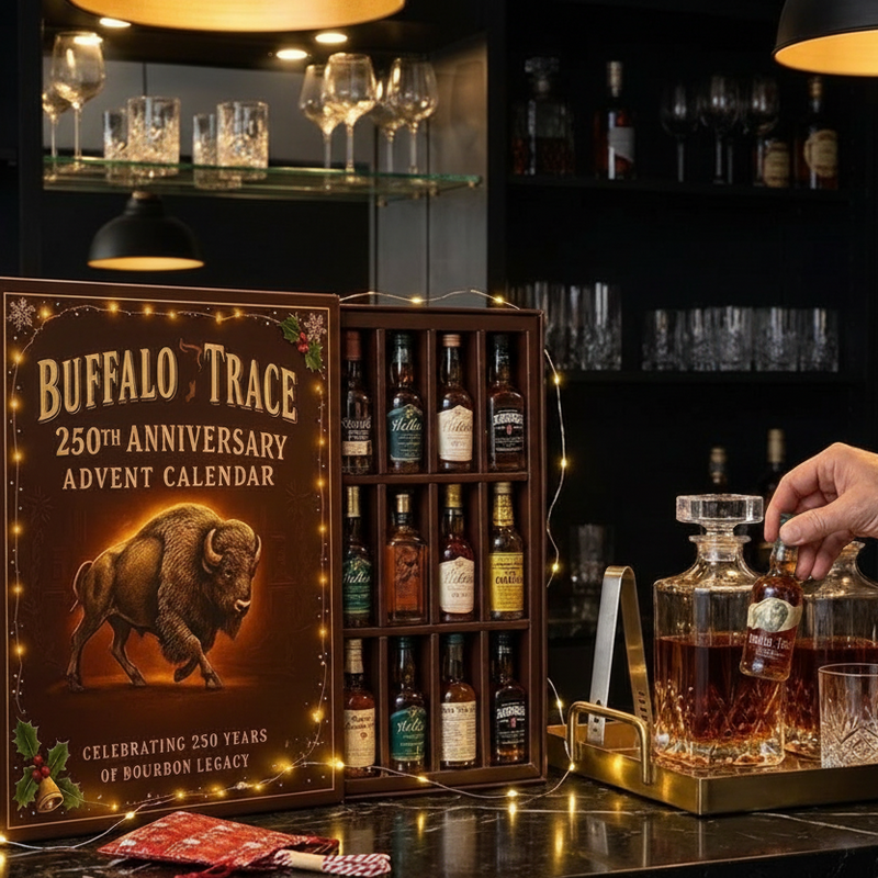 Whiskey-Inspired Advent Calendar with 24 Mini Bottle Ornaments