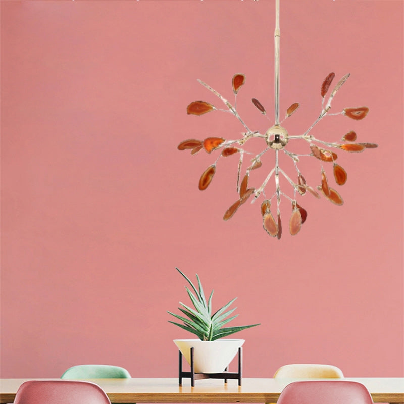 Branch-Style Glass Chandelier with Adjustable Suspension