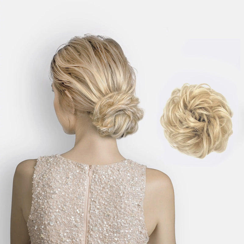 Messy Bun Hair Scrunchie with Synthetic Fibres and Elastic Attachment