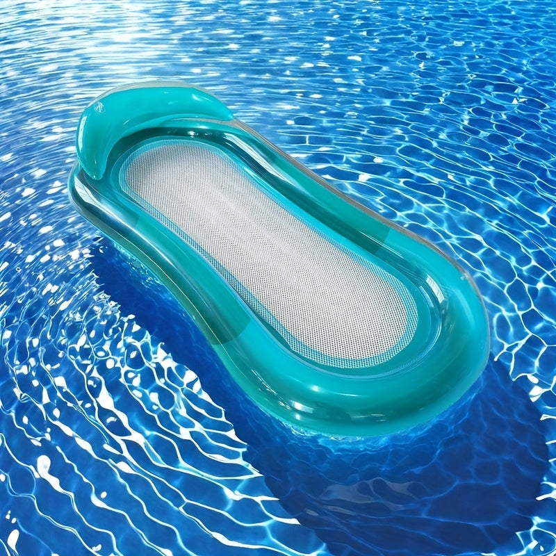 Inflatable Pool Air Bed with Backrest and Mesh Surface for Water Relaxation