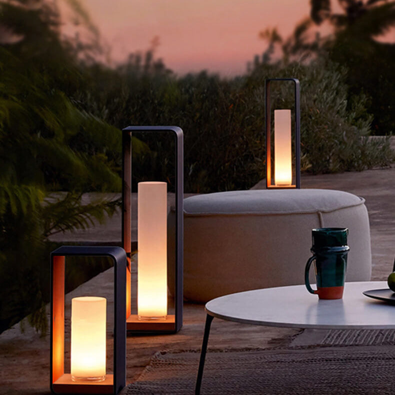 Rectangular Solar Outdoor Lantern with Remote-Controlled LED Light
