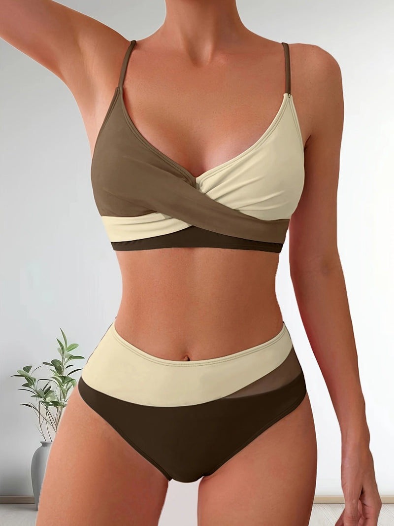 Comfortable Patchwork Bikini Set for Ladies with Stretch Fit
