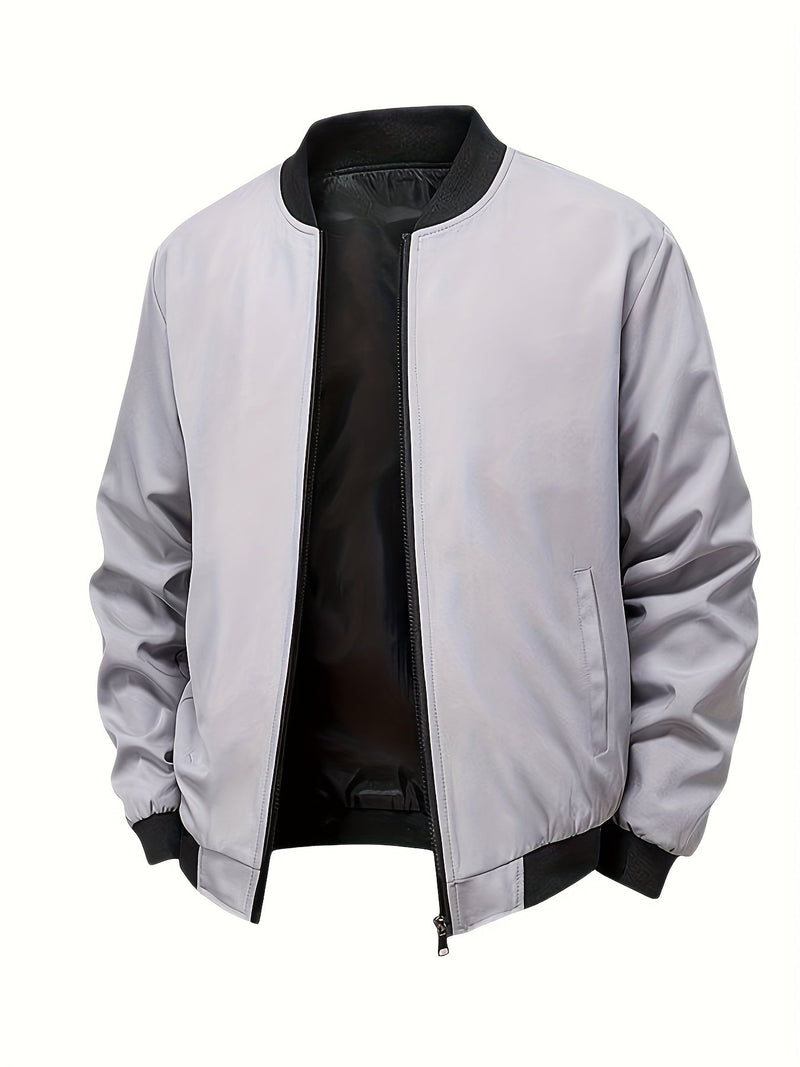 Men's Summer Jacket with Baseball Collar and Zip Fastening for Casual Use