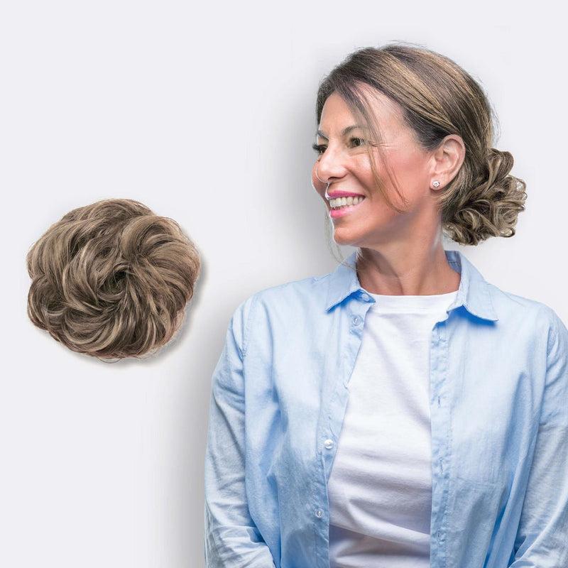 Messy Bun Hair Scrunchie with Synthetic Fibres and Elastic Attachment