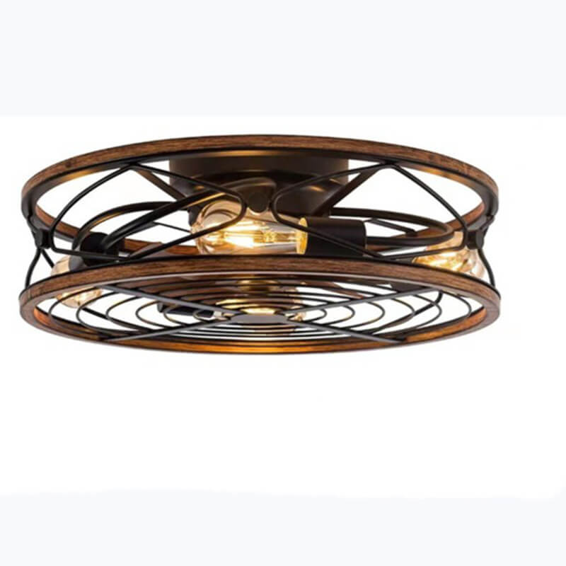Industrial Flush Mount Ceiling Fan Light with Four Lamps