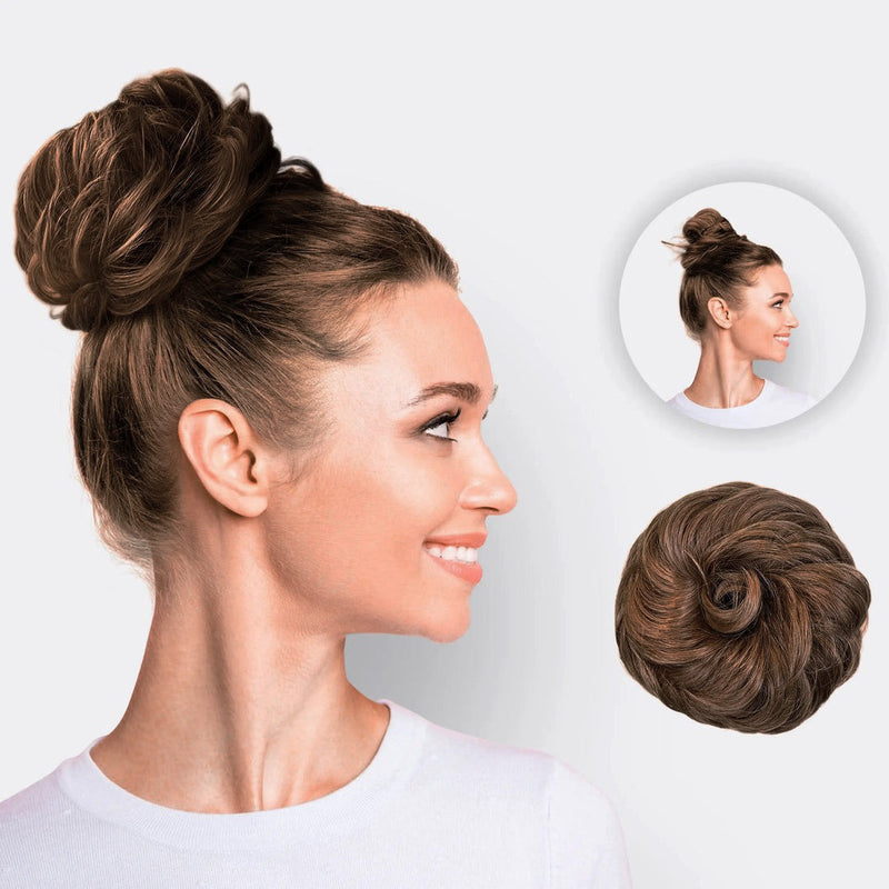 Messy Bun Hair Scrunchie with Synthetic Fibres and Elastic Attachment