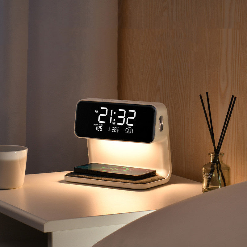3-in-1 LED Bedside Lamp with Wireless Charger & Alarm Clock