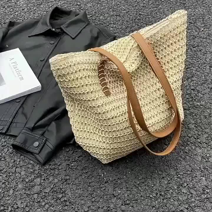 Beach Bag French Straw Tote Bag Spacious Woven Summer Bag