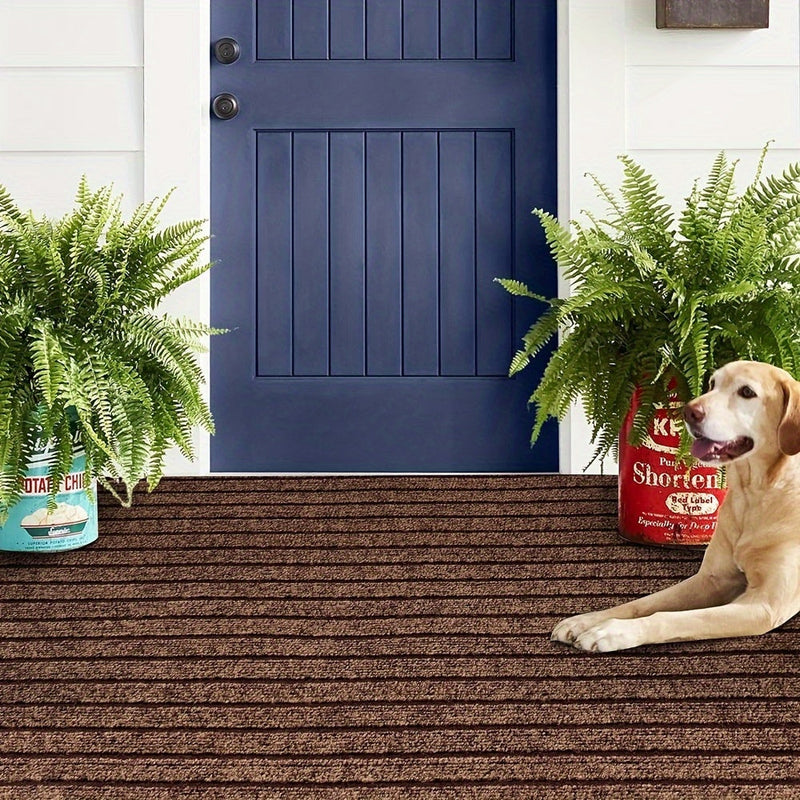 Ribbed Hallway Runner Rug with Rubber Backing and Low Pile Finish