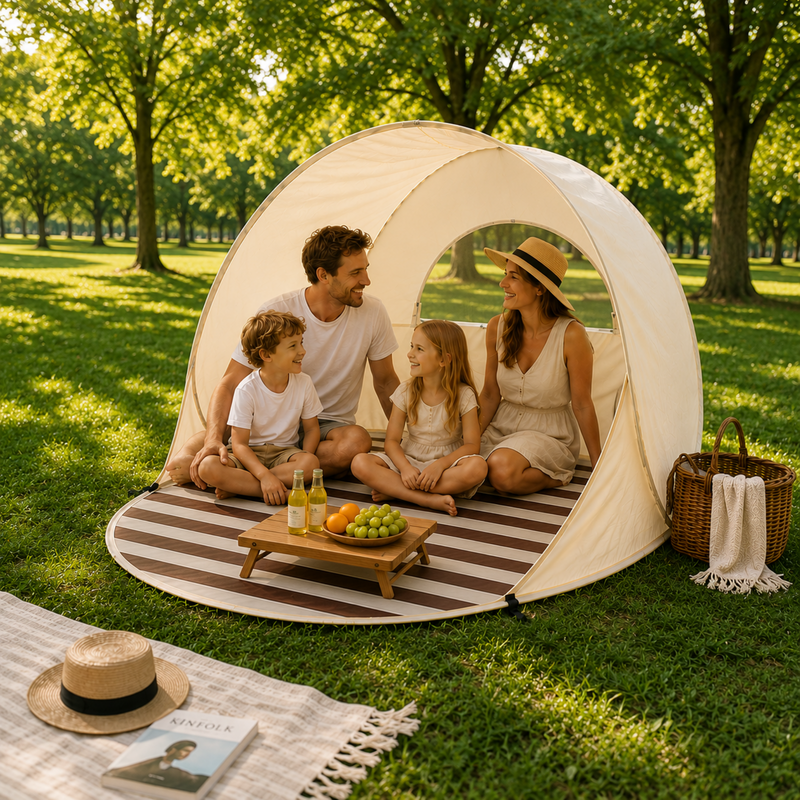Instant Pop-Up Beach Tent with Ventilated Shade Design