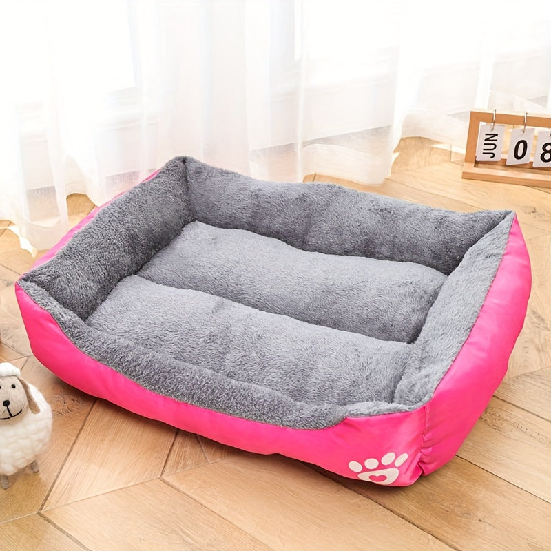 Rectangular dog bed made of polyester with soft filling for all dogs