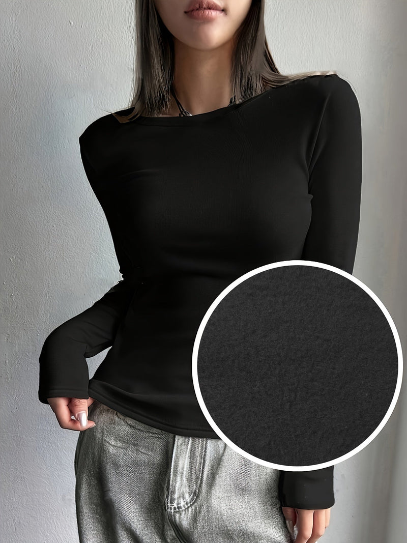 Ladies Thermal Long Sleeve Top for Autumn and Winter – Comfortable and Warm Basic Item