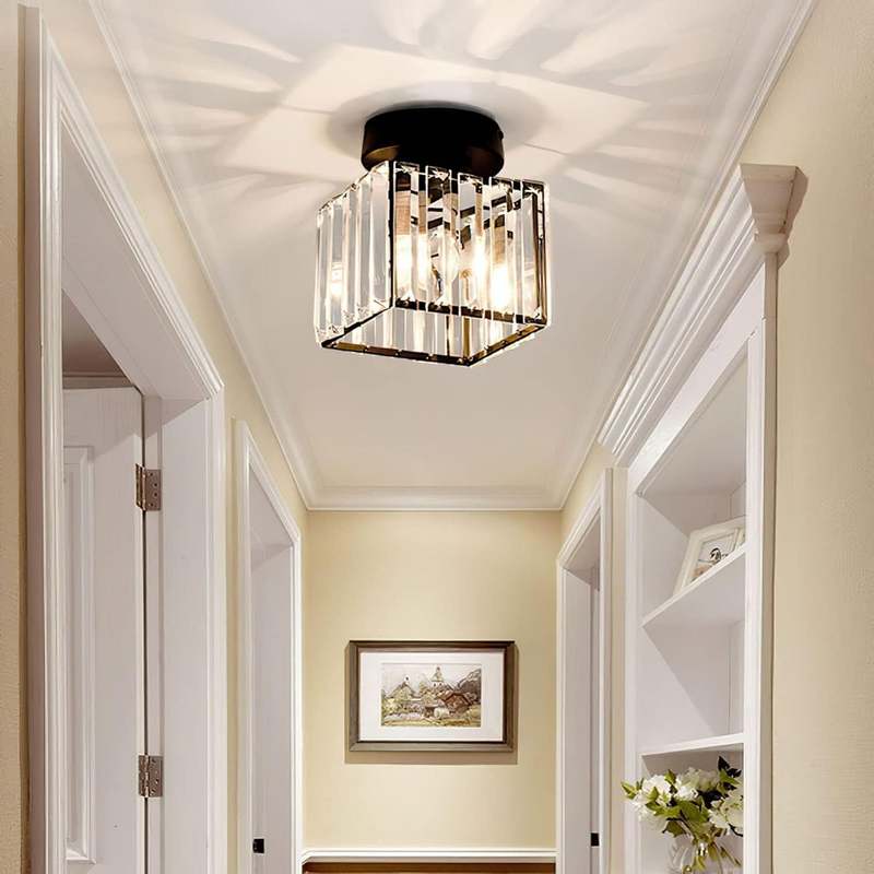 Modern Geometric Ceiling Light with Glass Shade