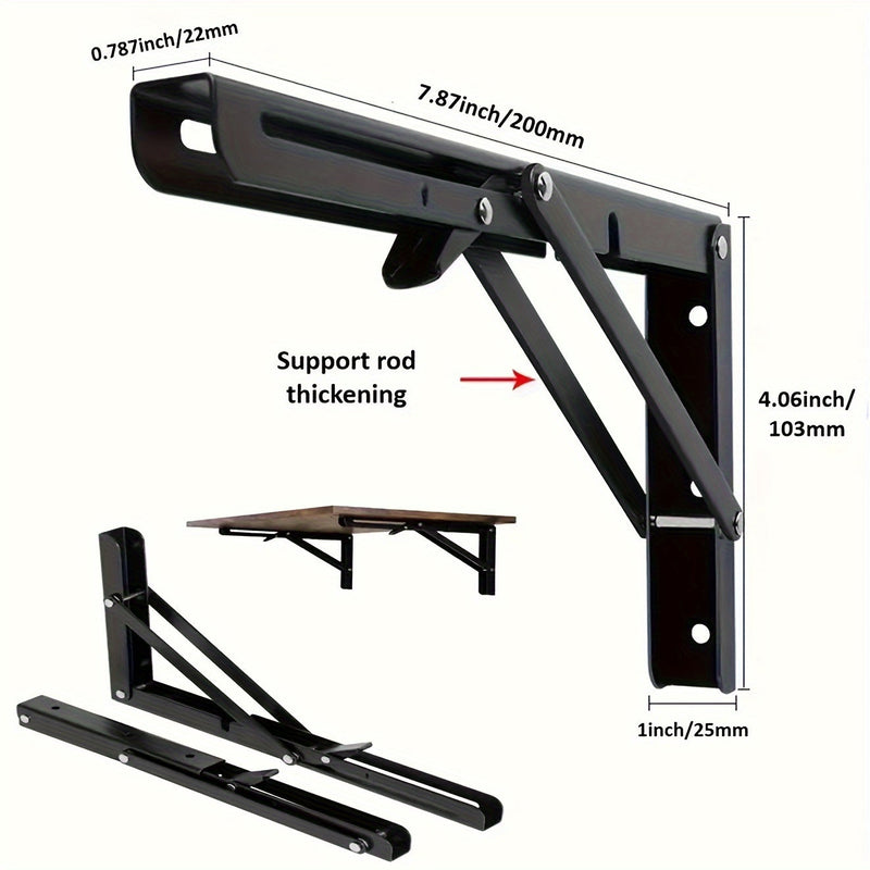 Pair of Heavy-Duty Steel Folding Shelf Brackets with Screws