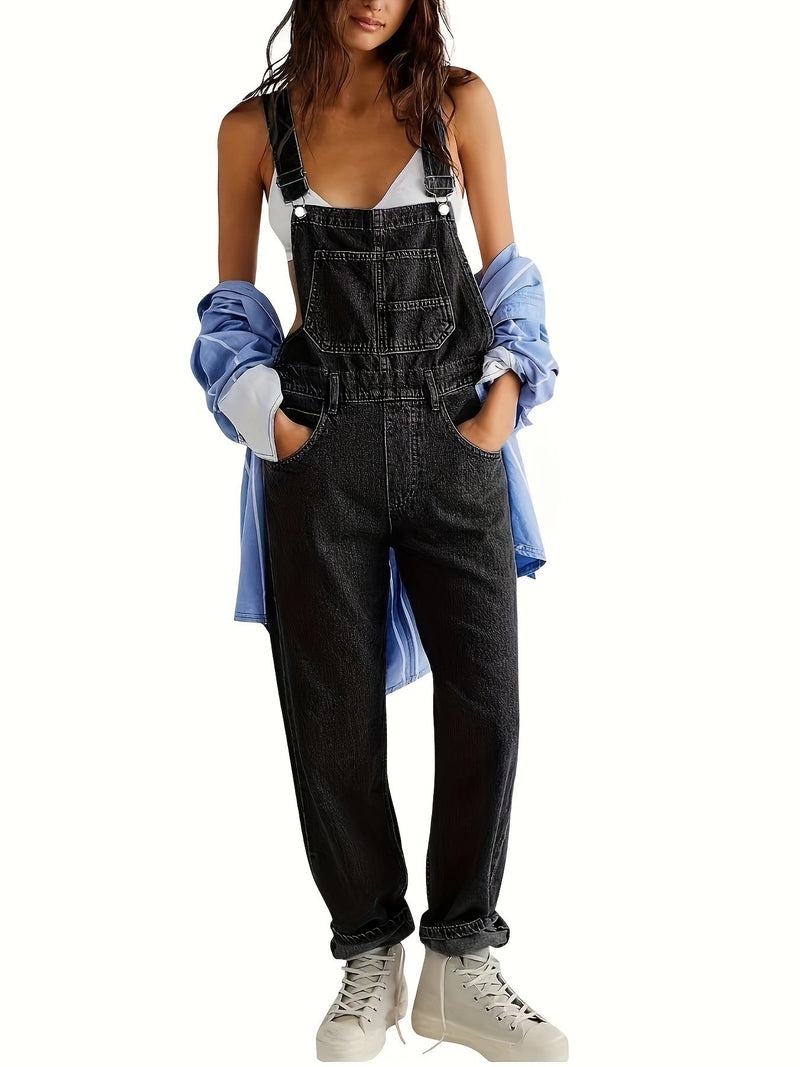Ladies Denim Dungarees – Casual Overall with Loose Fit