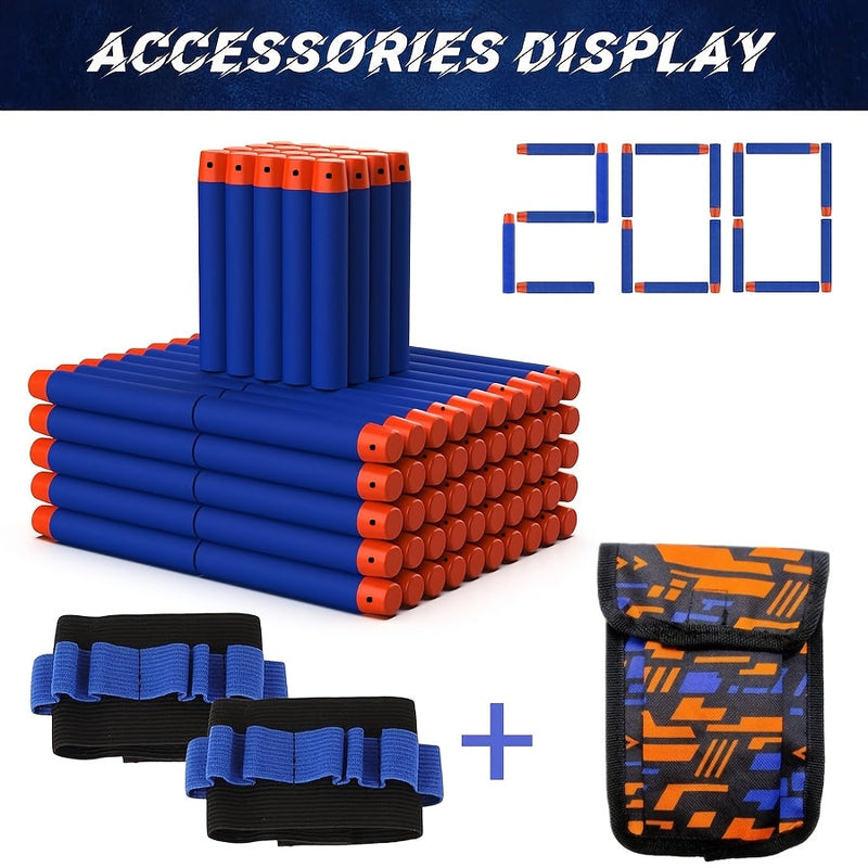 200 Foam Darts for Nerf with Wristband Holder and Storage Bag for Playful Fun