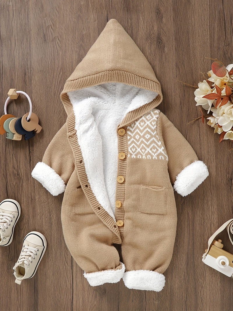 Baby knitted jumpsuit with hood – Warm and comfortable