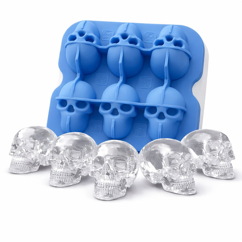 Silicone Skull Ice Cube Tray with Six Large Moulds