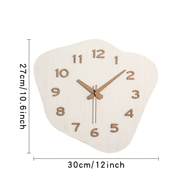Wooden Wall Clock with Irregular Shape – Silent Movement and Decorative