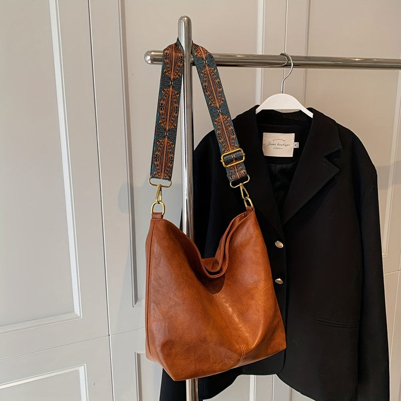 Wide Geometric Bag – Large Capacity Crossbody with Retro Vibe
