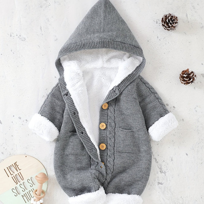Baby knitted jumpsuit with hood – Warm and comfortable