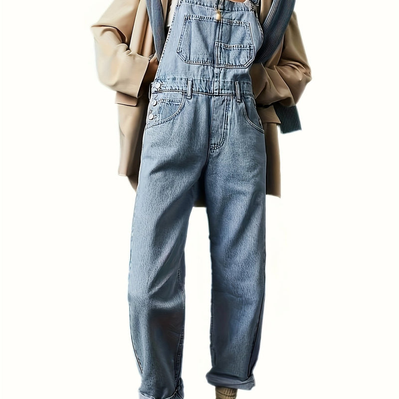 Ladies Denim Dungarees – Casual Overall with Loose Fit