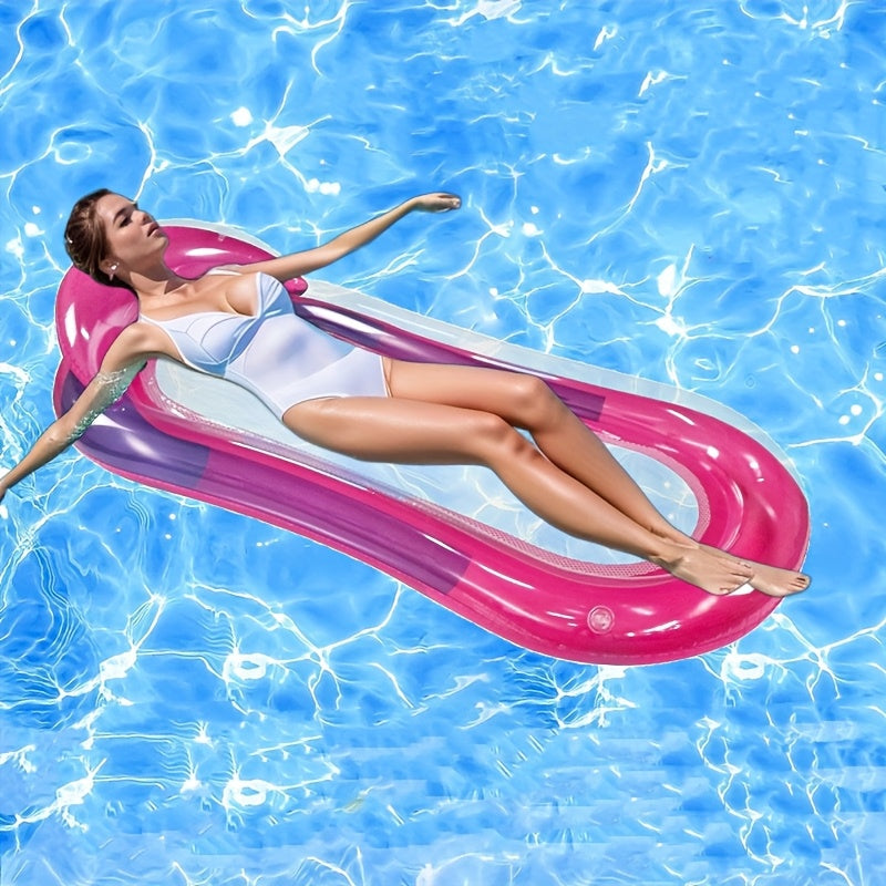 Inflatable Pool Air Bed with Backrest and Mesh Surface for Water Relaxation