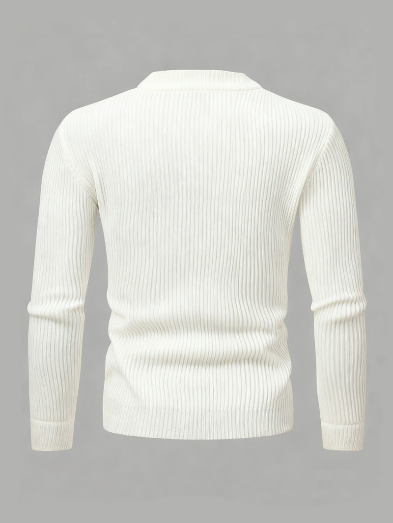 Men's Ribbed Zip-Up Cardigan – Relaxed Fit for Autumn and Winter