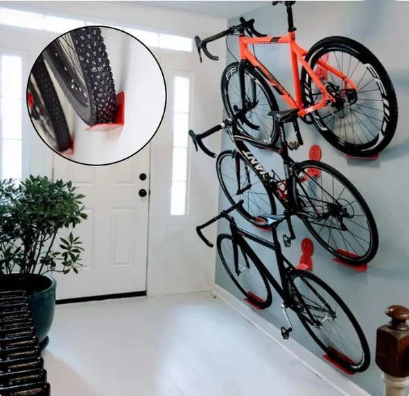 Wall-Mounted Bicycle Storage Rack with Pedal Hook for Space-Saving Storage