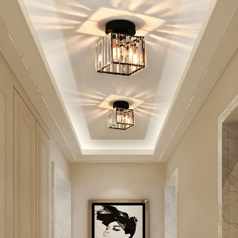 Modern Geometric Ceiling Light with Glass Shade