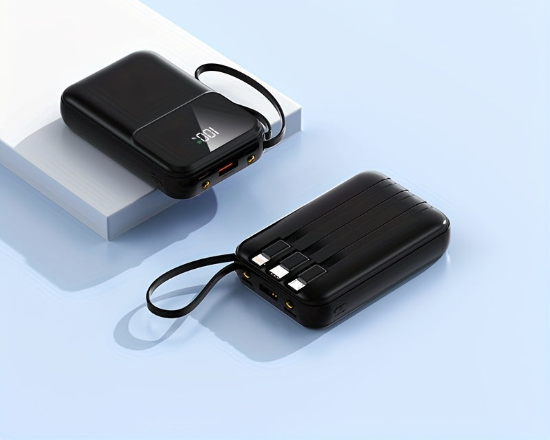 Ultimate Portable Power Bank 10000mAh - Fast Charging with Built-in Cables