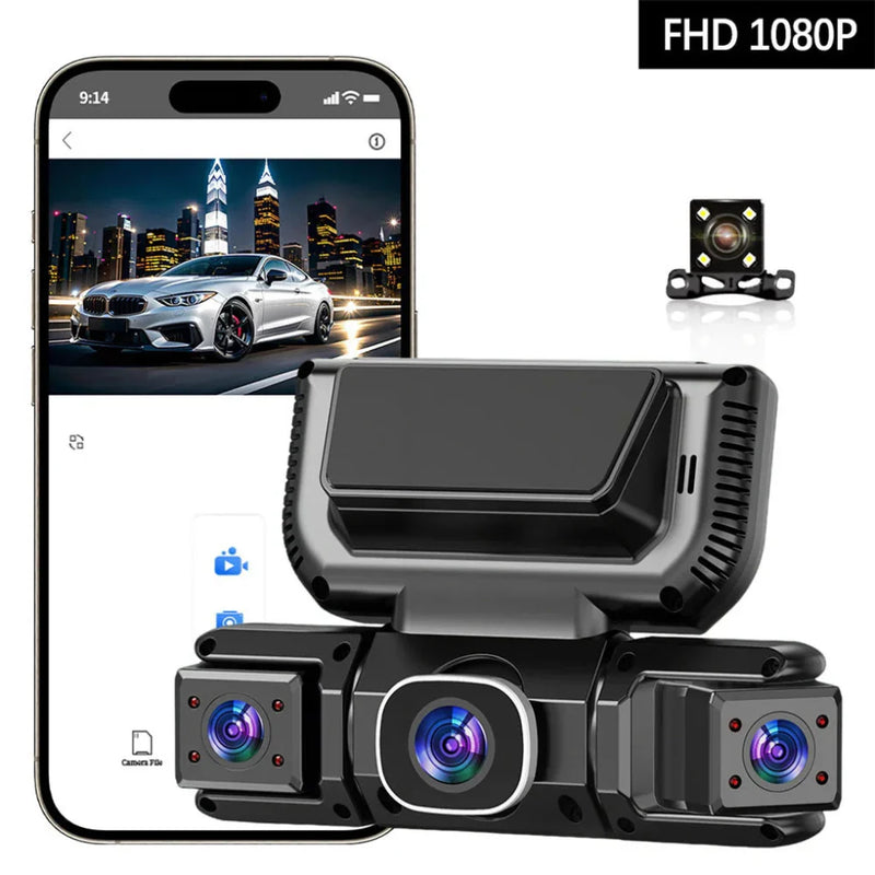 Dashcam System with 4 Cameras and WiFi for 360 Degree Security in Car