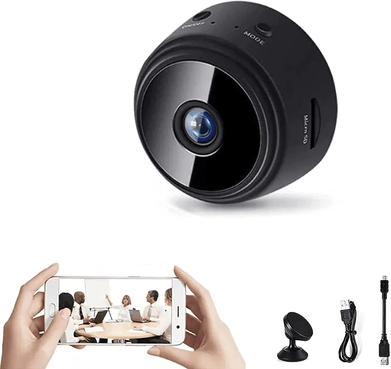 1080p Mini Security Camera with Night Vision & 150° Wide-Angle View