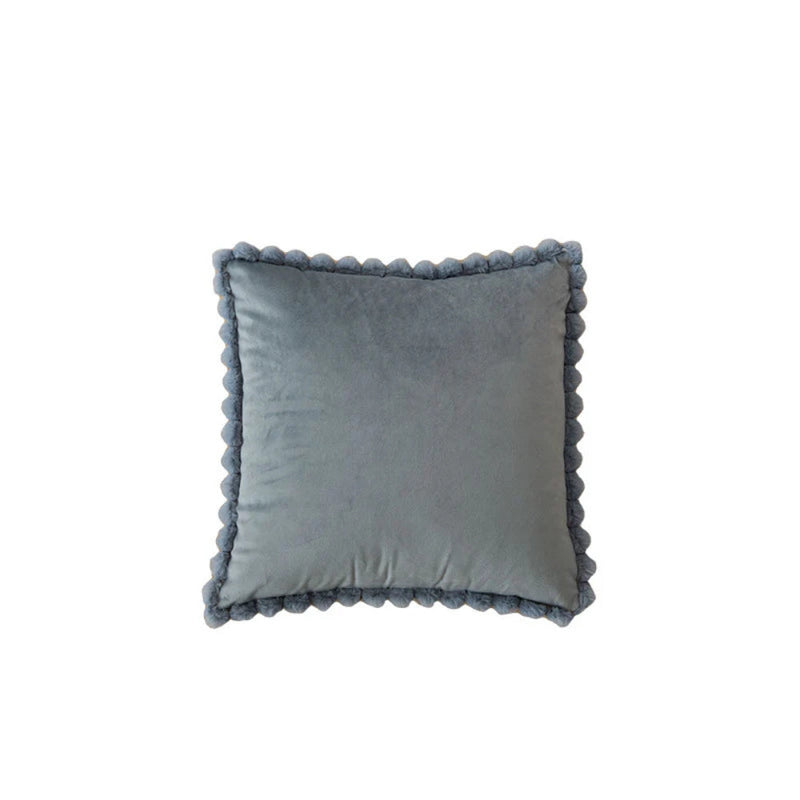 Velvet Pom-Pom Trim Cushion Cover for Sofas, Beds and Armchairs