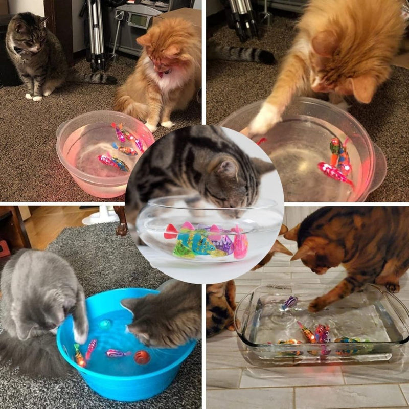 Interactive Swimming Fish Cat Toys with LED Light